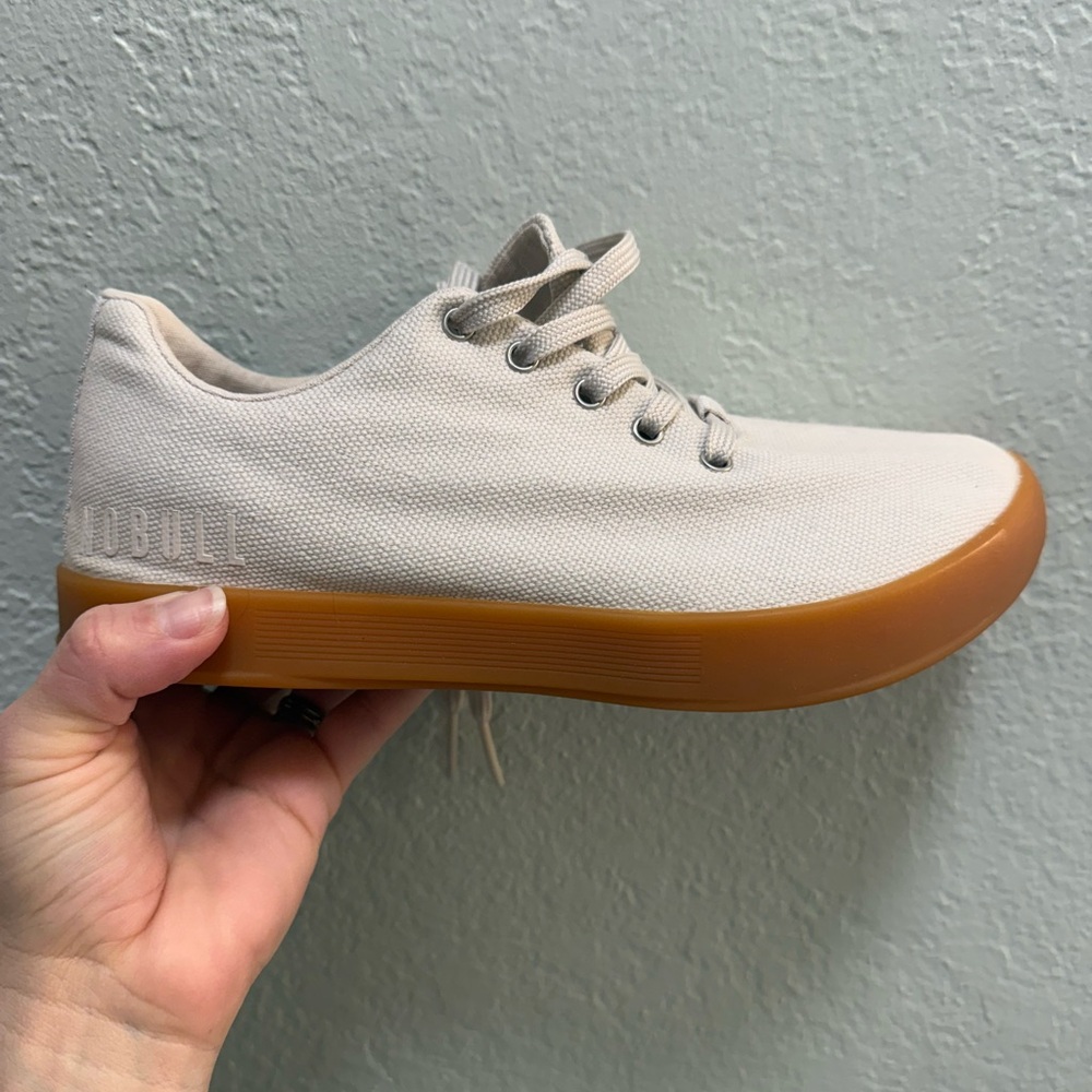 Nobull Canvas Trainer Sneakers Women's 7.5 Gray Low Top Lace Up Running Shoes